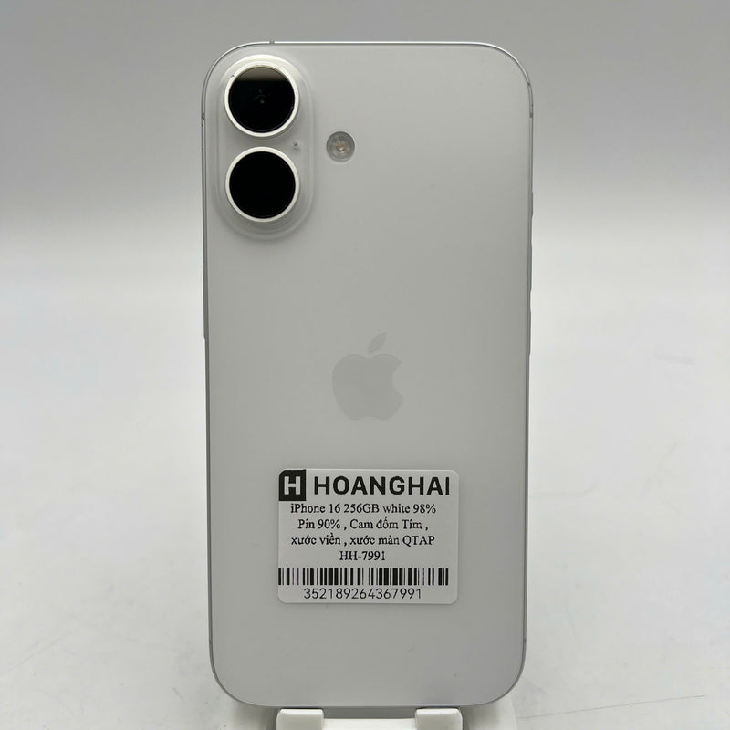 iPhone 16 256GB White 98% battery 90% Apple International (orange with purple spots, scratches on edges, scratches on screen) - HH7991 