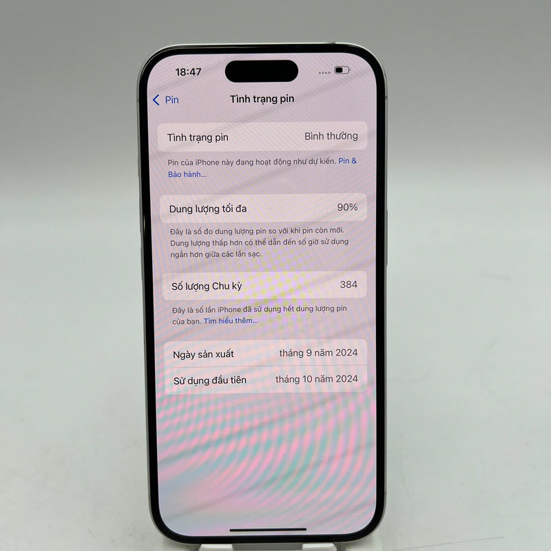 iPhone 16 256GB White 98% battery 90% Apple International (orange with purple spots, scratches on edges, scratches on screen) - HH7991 