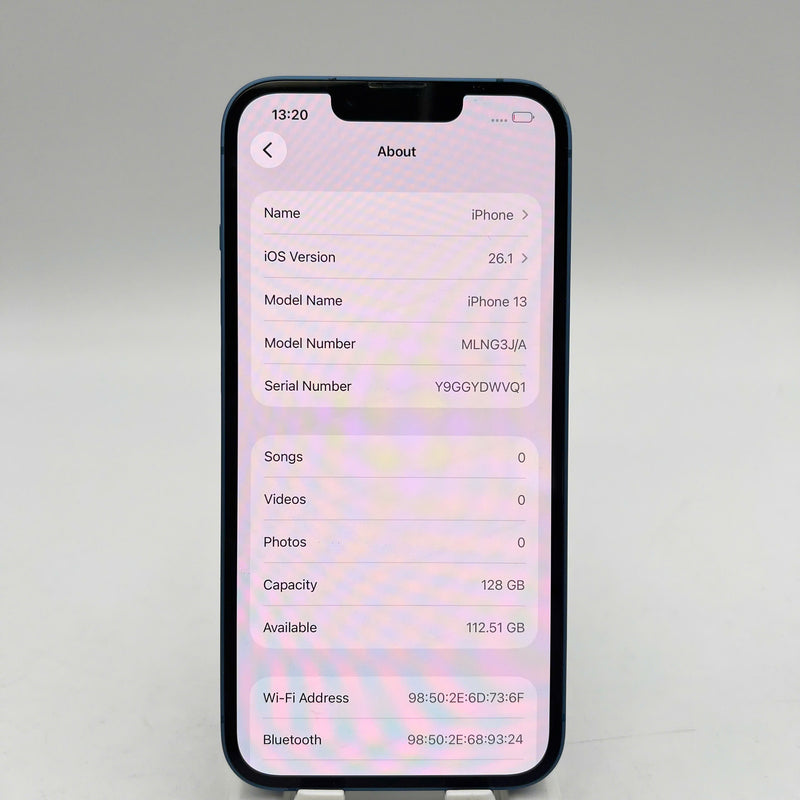 iPhone 13 128GB Blue 98% battery 100% Apple International (Replaced battery, scratched edges) - HH4384 