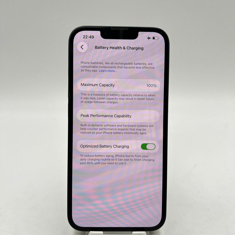 iPhone 13 128GB Black 98% battery 100% International from SB (No SB sim - Replaced battery, dark edges) - HH5880 