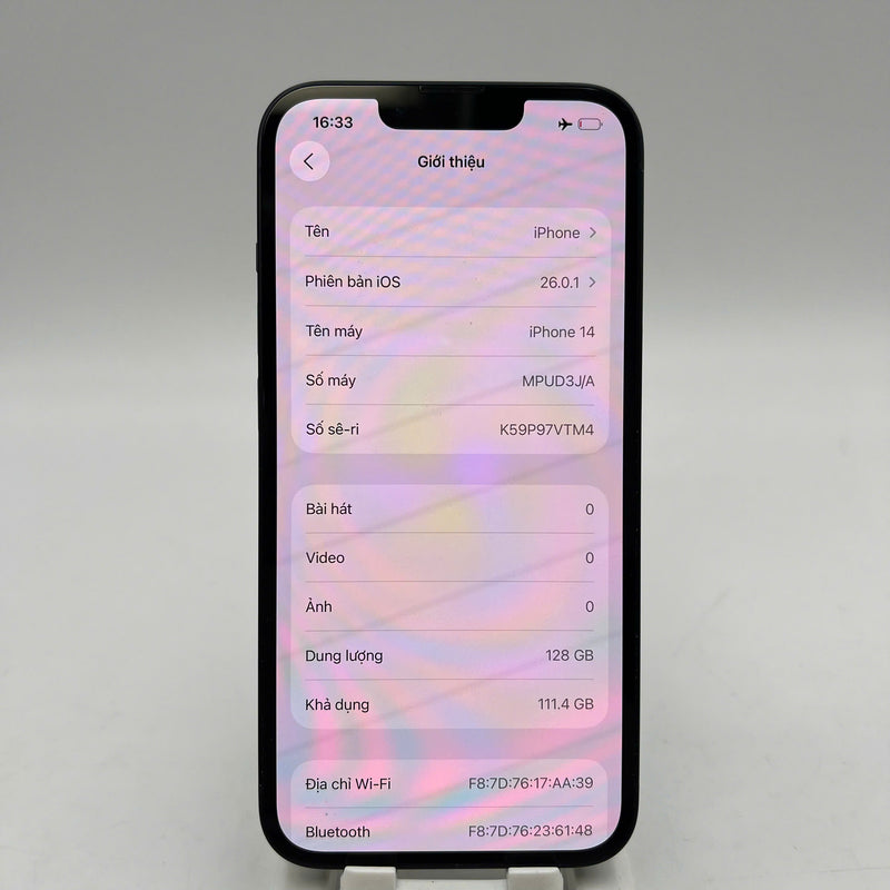 iPhone 14 128GB Black 98% battery 100% International from AU (No AU sim - scratched edges, DTP) - HH9388 