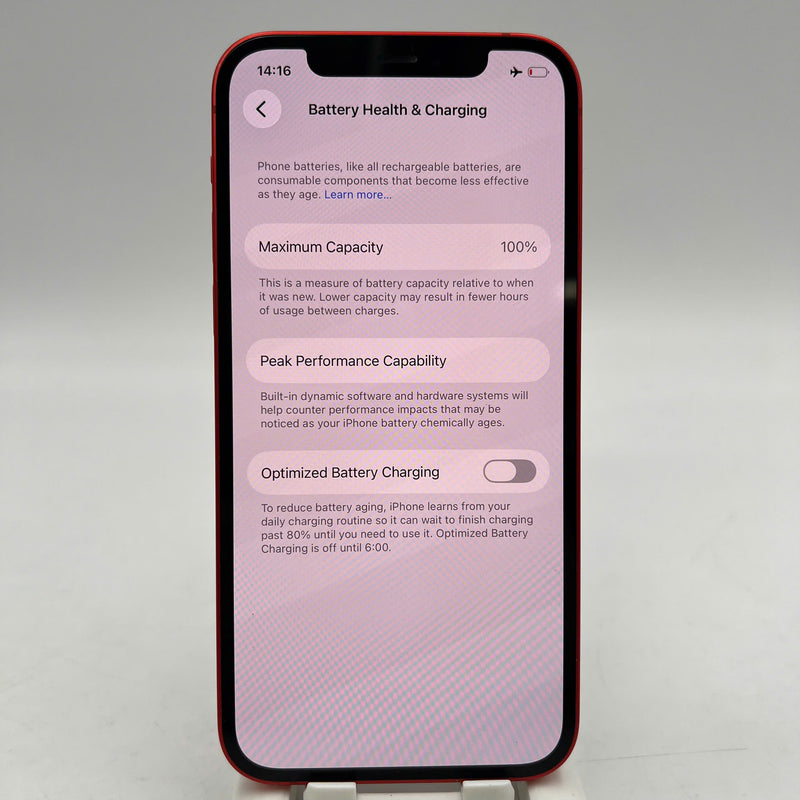 iPhone 12 128GB Red 98% battery 100% The device has paid all network fees and is used as an Apple International (Battery replaced) - HH3179 
