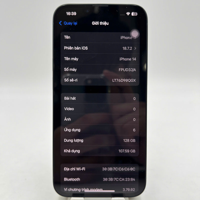 iPhone 14 128GB Black 100% Fullbox International Apple CPO - HH9866 