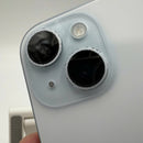 iPhone 15 256GB Blue 98% battery 100% International from SB (No SB sim - Replaced battery, scratched edges, scratched orange edges) - HH5592 