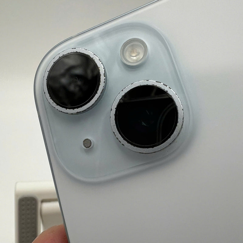 iPhone 15 256GB Blue 98% battery 100% International from SB (No SB sim - Replaced battery, scratched edges, scratched orange edges) - HH5592 