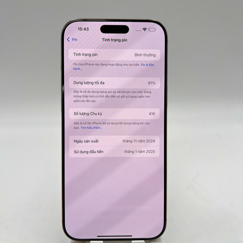 iPhone 16 Pro Max 512GB Desert Gold 98% battery 91% Apple International (dark border) - HH0764 