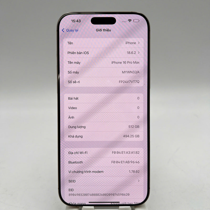 iPhone 16 Pro Max 512GB Desert Gold 98% battery 91% Apple International (dark border) - HH0764 