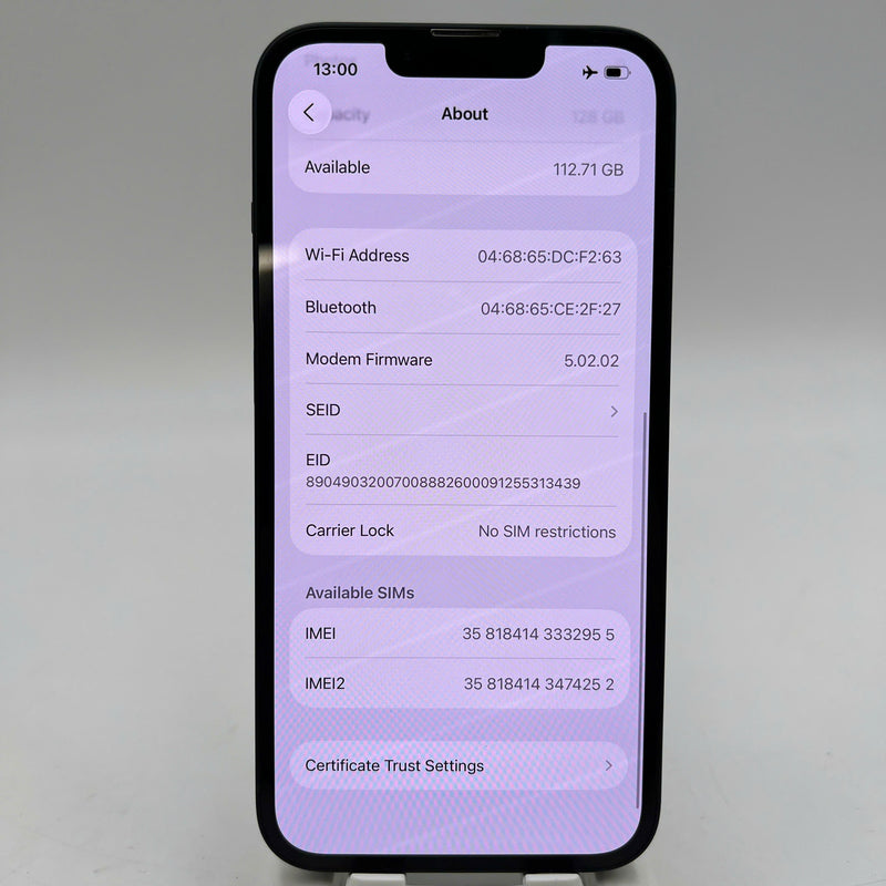 iPhone 13 128GB Black 98% battery 100% International from AU (No AU sim - Battery replaced, dark edges) - HH2955 