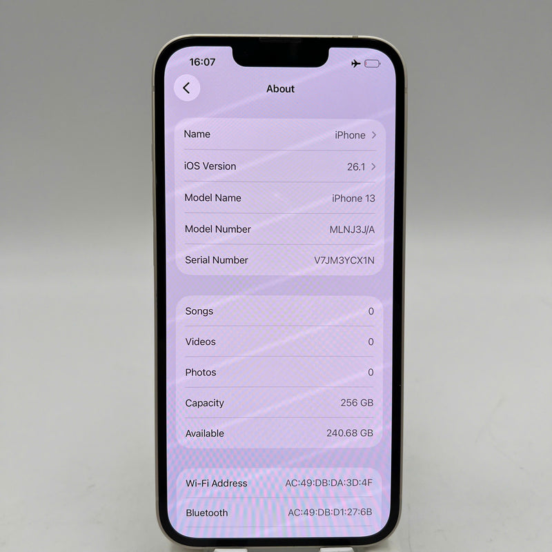 iPhone 13 256GB White 98% battery 100% International from SB (No SB sim used - Replaced battery, scratched screen, scratched edges) - HH9359 