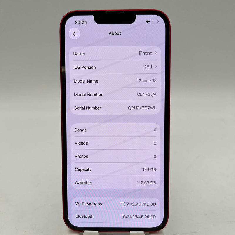 iPhone 13 128GB Red 98% battery 100% International from AU (Not using AU sim - battery replaced, dark edges, scratched orange edges) - HH1464 