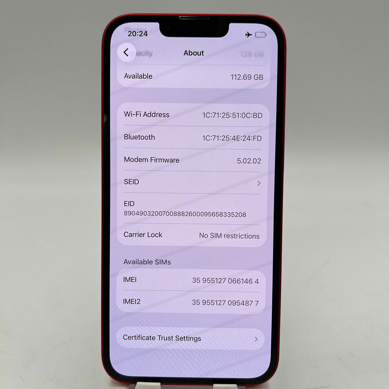 iPhone 13 128GB Red 98% battery 100% International from AU (Not using AU sim - battery replaced, dark edges, scratched orange edges) - HH1464 