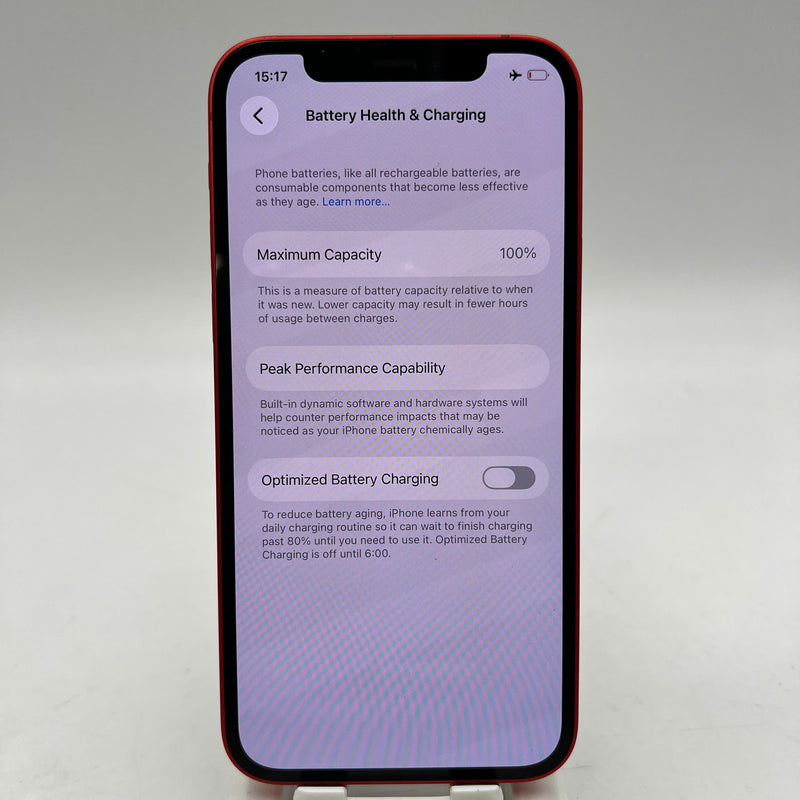 iPhone 12 256GB Red 98% battery 100% Apple International (Replaced battery, scratched screen, scratched paint border) - HH9042 