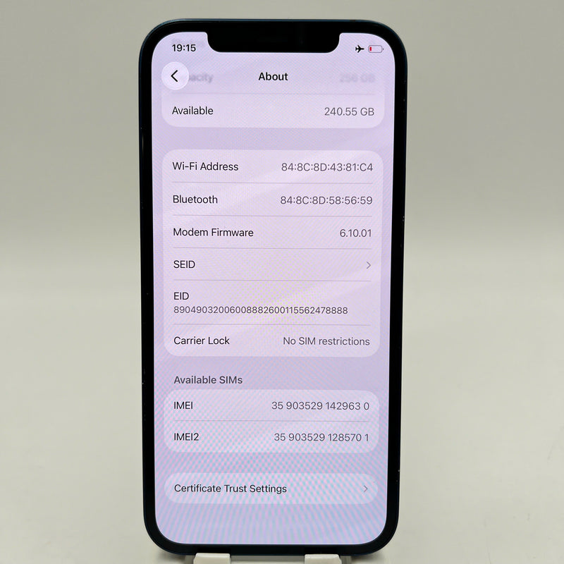 iPhone 12 256GB Blue 98% battery 100% The device has paid off all network fees and is used like an Apple International (Battery replaced, scratches on the edges, scratches on the orange edges) - HH9630 