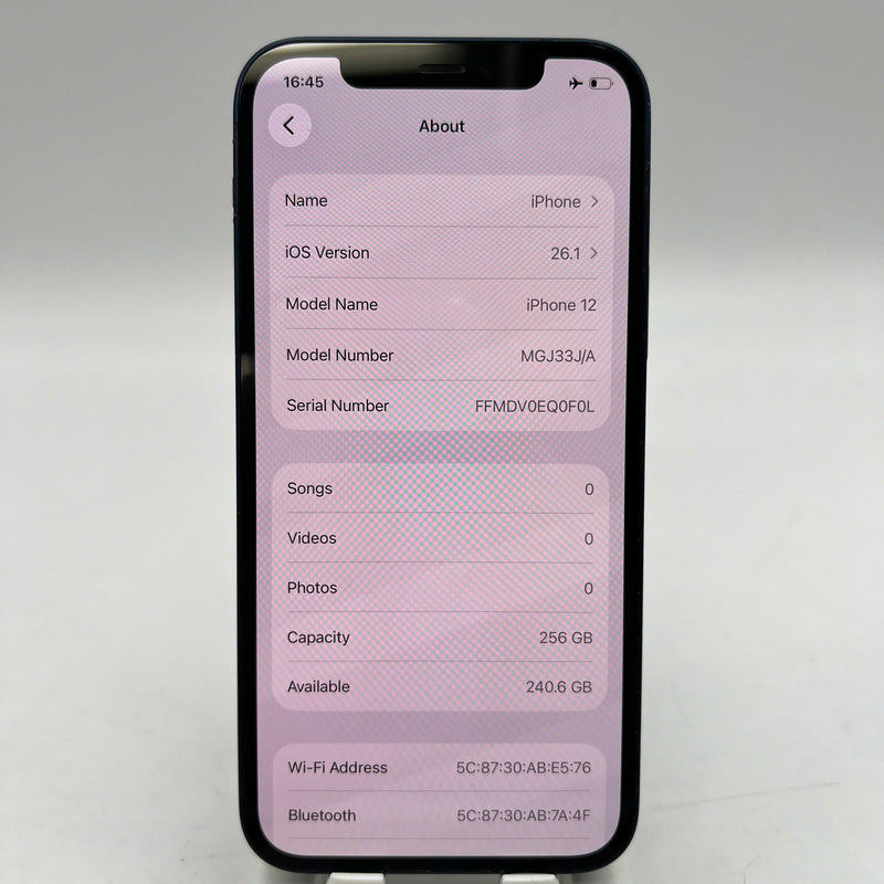 iPhone 12 256GB Blue 98% battery 100% The device has paid off all network fees and is used as an Apple International (Replaced battery, scratched edges, scratched orange edges) - HH7444 