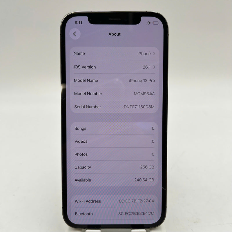 iPhone 12 Pro 256GB Black 98% battery 100% The device has paid off all network fees and is used like Apple International (Replaced battery, 1x spot, scratched charging port edge) - HH9044 