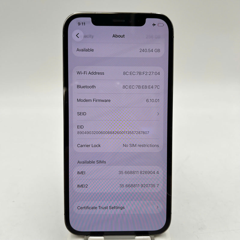 iPhone 12 Pro 256GB Black 98% battery 100% The device has paid off all network fees and is used like Apple International (Replaced battery, 1x spot, scratched charging port edge) - HH9044 