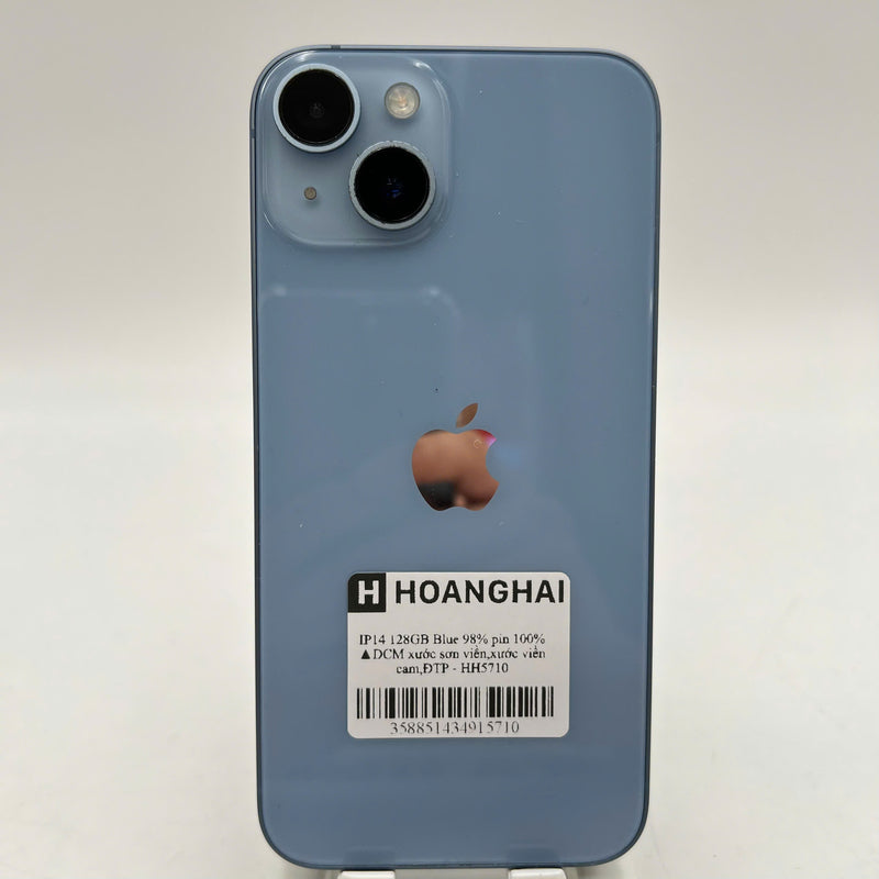 iPhone 14 128GB Blue 98% battery 100% International from DCM (No DCM sim - Replaced battery, scratched paint on the edge, scratched orange edge) - HH5710 