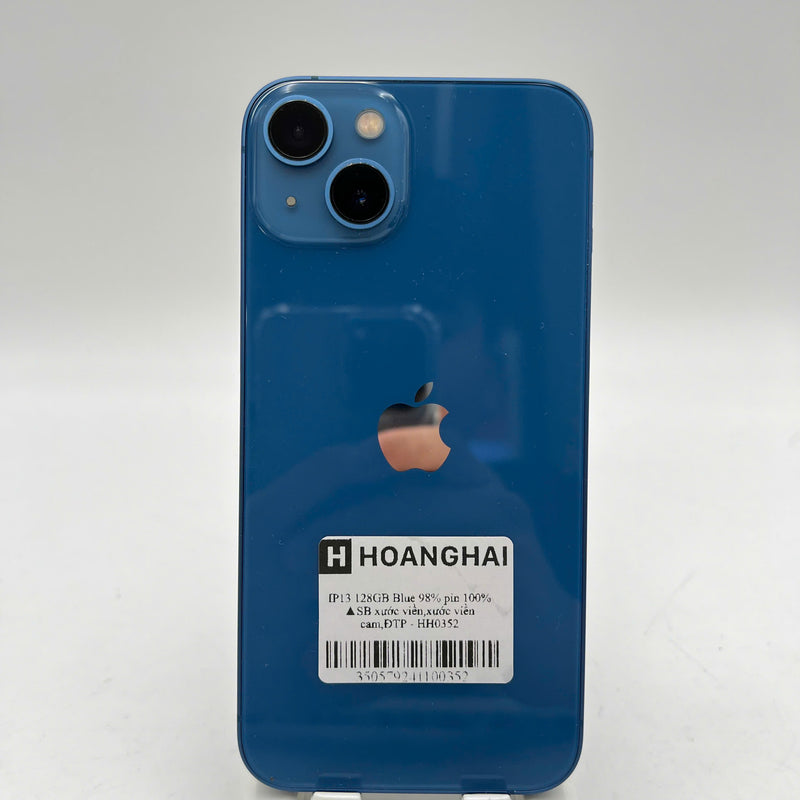 iPhone 13 128GB Blue 98% battery 100% International from SB (No SB sim - scratched edges, scratched orange edges, DTP) - HH0352 