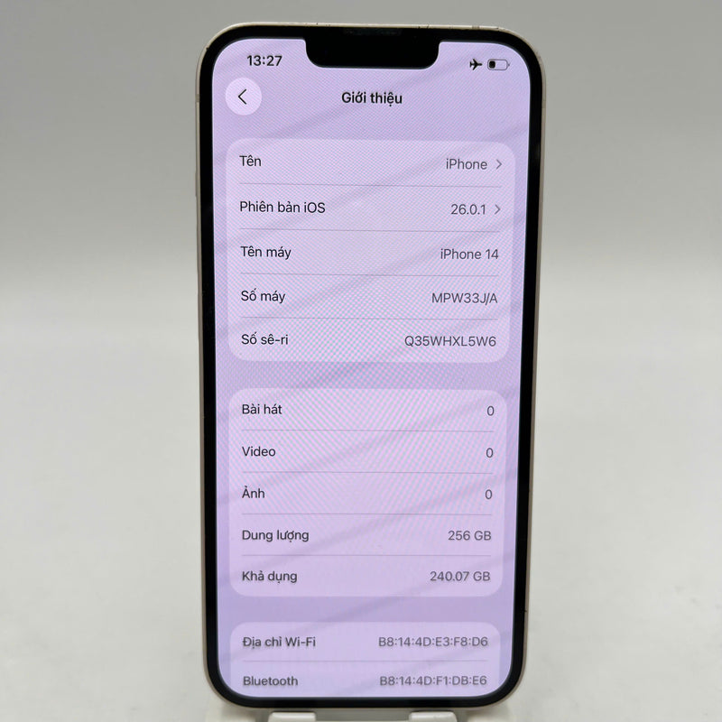 iPhone 14 256GB White 98% battery 100% International from AU (No AU sim - Replaced battery, scratched screen, scratched orange edge) - HH5659 