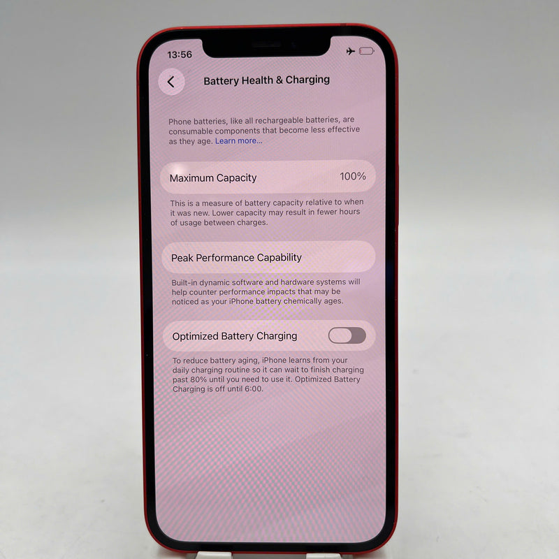 iPhone 12 128GB Red 98% battery 100% The device has paid all network fees and is used as an Apple International (Battery replaced) - HH8503 