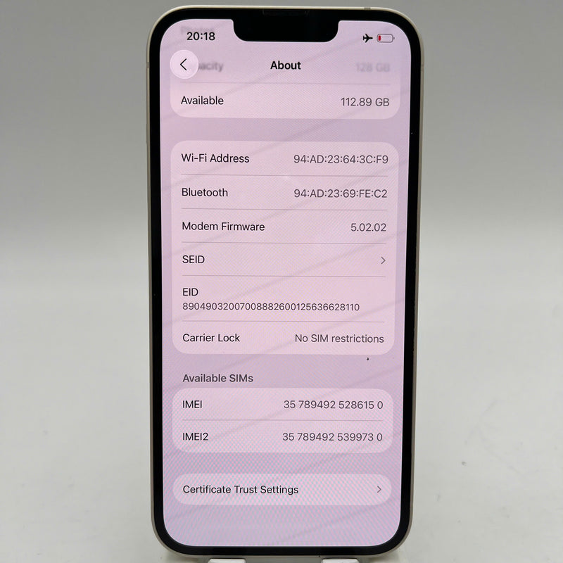 iPhone 13 128GB White 98% battery 100% Apple International (Battery replaced) - HH6150 