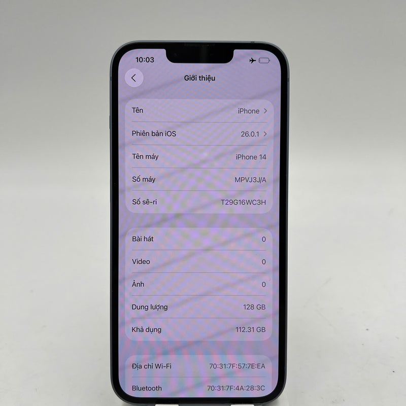iPhone 14 128GB Blue 98% battery 100% International from AU (No AU sim - Replaced battery, scratched orange border) - HH1193 
