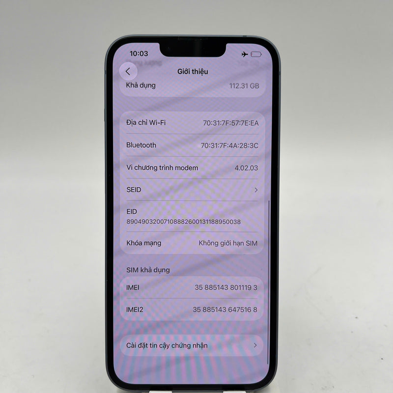 iPhone 14 128GB Blue 98% battery 100% International from AU (No AU sim - Replaced battery, scratched orange border) - HH1193 