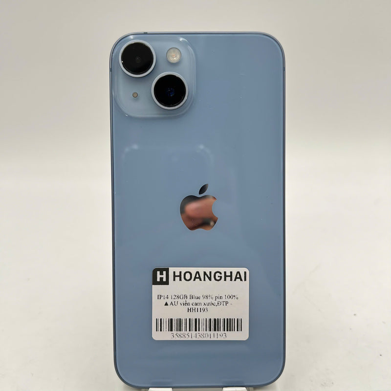 iPhone 14 128GB Blue 98% battery 100% International from AU (No AU sim - Replaced battery, scratched orange border) - HH1193 