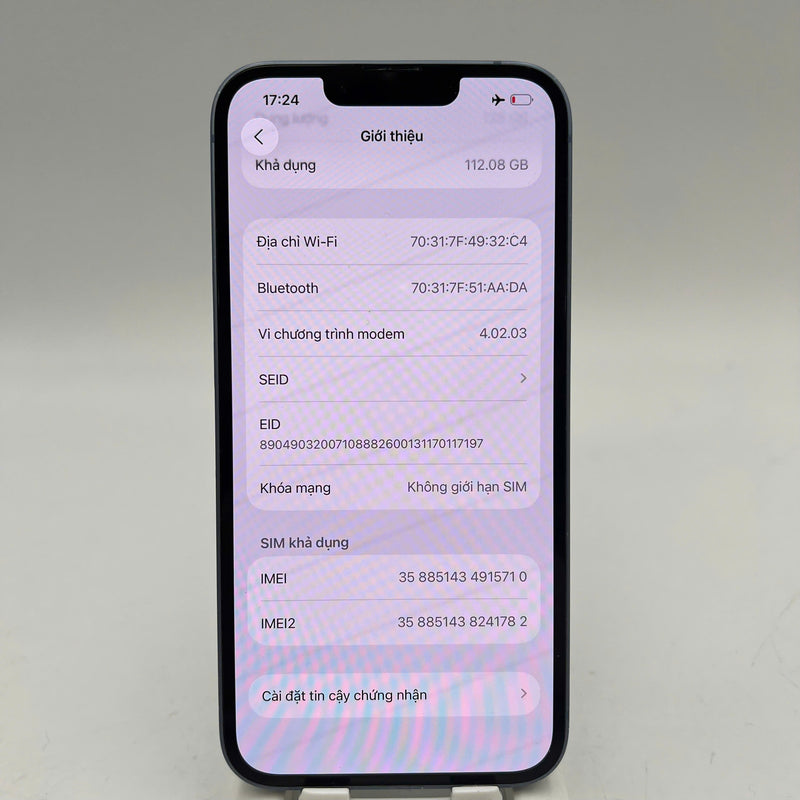 iPhone 14 128GB Blue 98% battery 100% International from DCM (No DCM sim - Replaced battery, scratched paint on the edge, scratched orange edge) - HH5710 