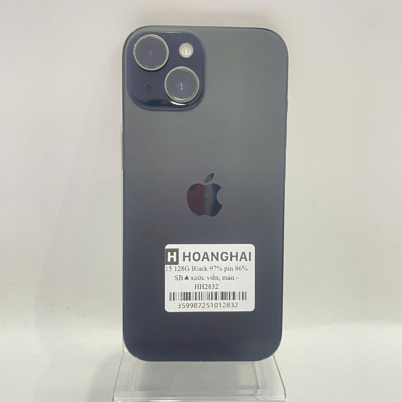 iPhone 15 128GB Black 97% battery 86% International from SB (No SB sim - scratches on edges and screen) - HH2832 