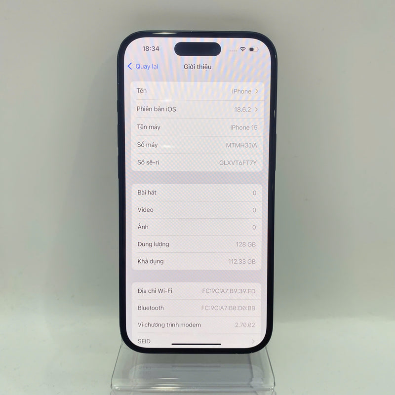 iPhone 15 128GB Black 97% battery 86% International from SB (No SB sim - scratches on edges and screen) - HH2832 