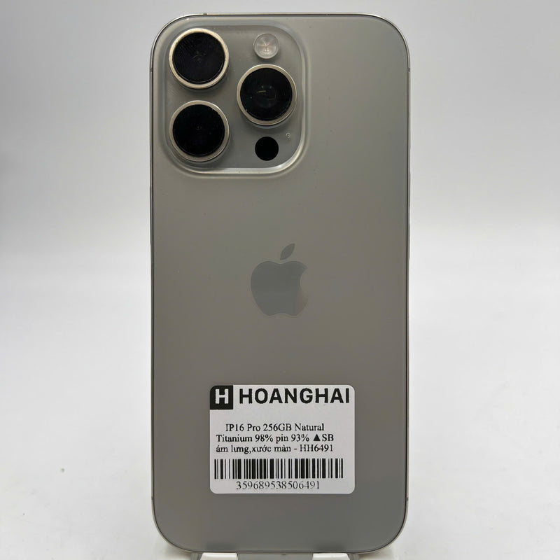 iPhone 16 Pro 256GB Natural 98% battery 93% International from SB (No SB sim - back black, screen scratches) - HH6491 