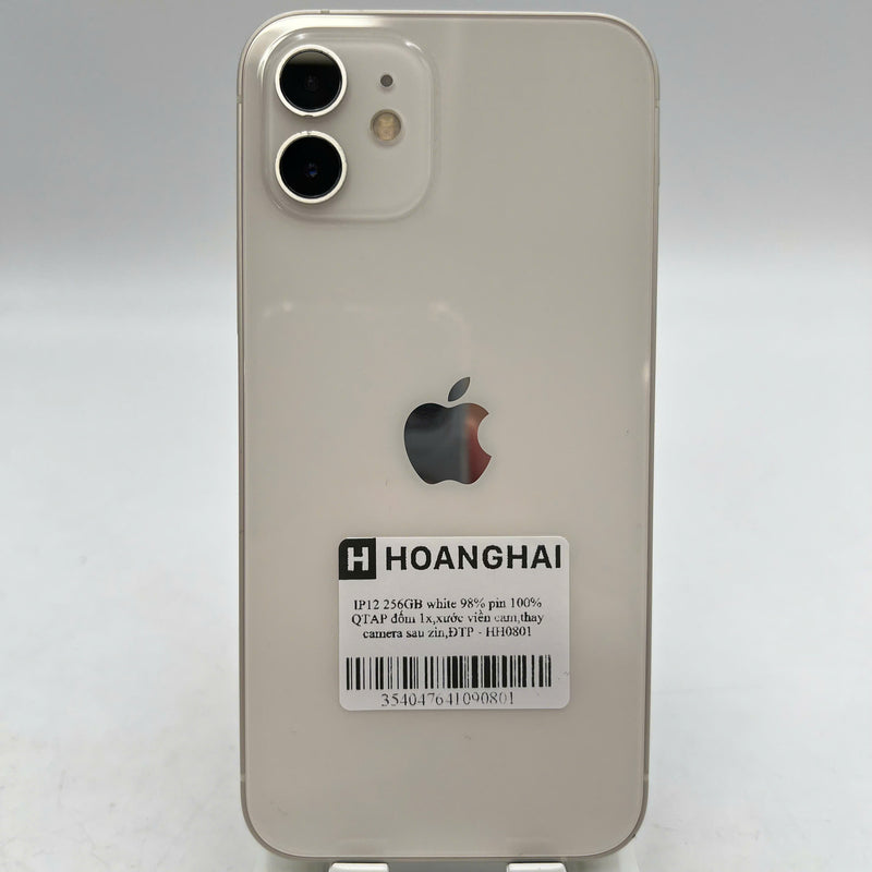 iPhone 12 256GB White 98% battery 100% International Apple (1x spot, scratched cam border, replaced original rear camera, DTP) - HH0801 