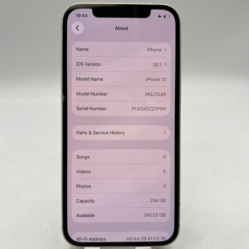 iPhone 12 256GB White 98% battery 100% International from SB (No SB sim - 1x spot, LKCH screen, scratched edges, DTP) - HH6016 