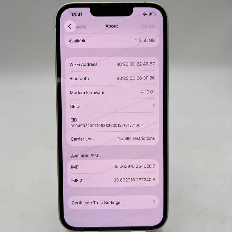 iPhone 14 128GB White 98% battery 100% International from DCM (No DCM sim - Replaced battery, scratched edges) - HH6287 