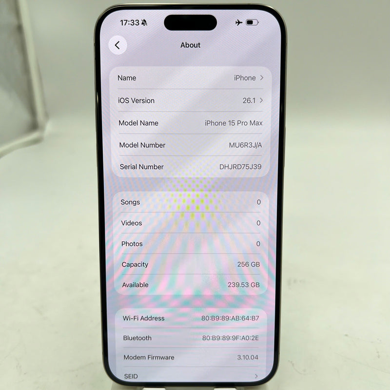 iPhone 15 Pro Max 256GB Natural 98% battery 100% International Apple (scratched screen, scratched edges, 0.5x spots, DTP) - HH2151 