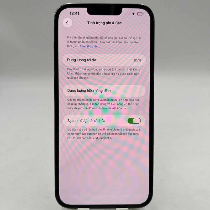 iPhone 13 Pro Max 128GB Blue 97% battery 85% DBH International Apple (code LL/A, screen and wave column dark, 1x orange ink stain, 4x orange spots, scratches on edges, screen, dark back, genuine Apple screen replacement) - HH4062 