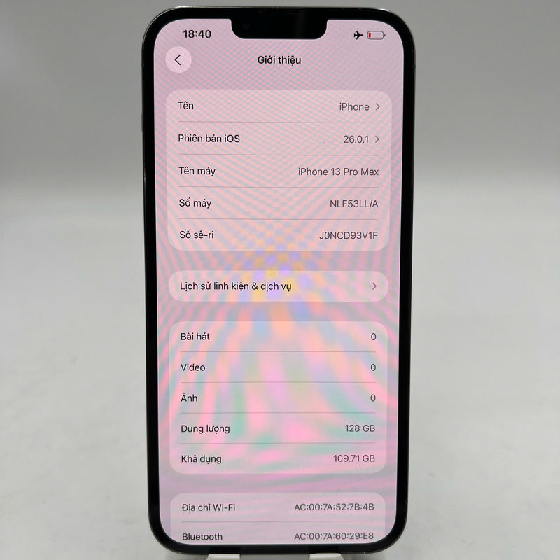 iPhone 13 Pro Max 128GB Blue 97% battery 85% DBH International Apple (code LL/A, screen and wave column dark, 1x orange ink stain, 4x orange spots, scratches on edges, screen, dark back, genuine Apple screen replacement) - HH4062 