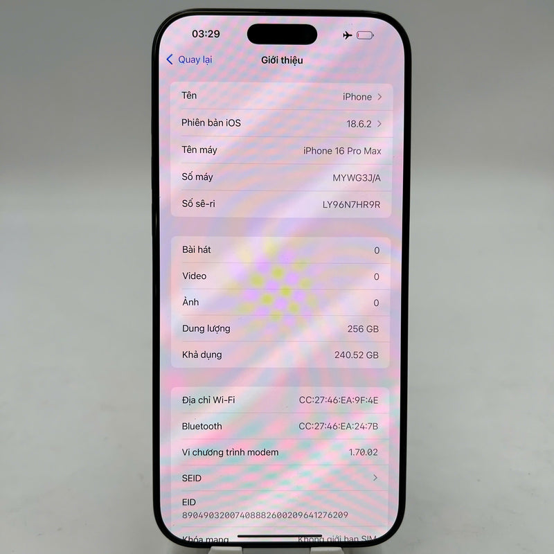 iPhone 16 Pro Max 256GB Black 98% battery 100% International from SB (No SB sim - scratched edges) - HH3946 