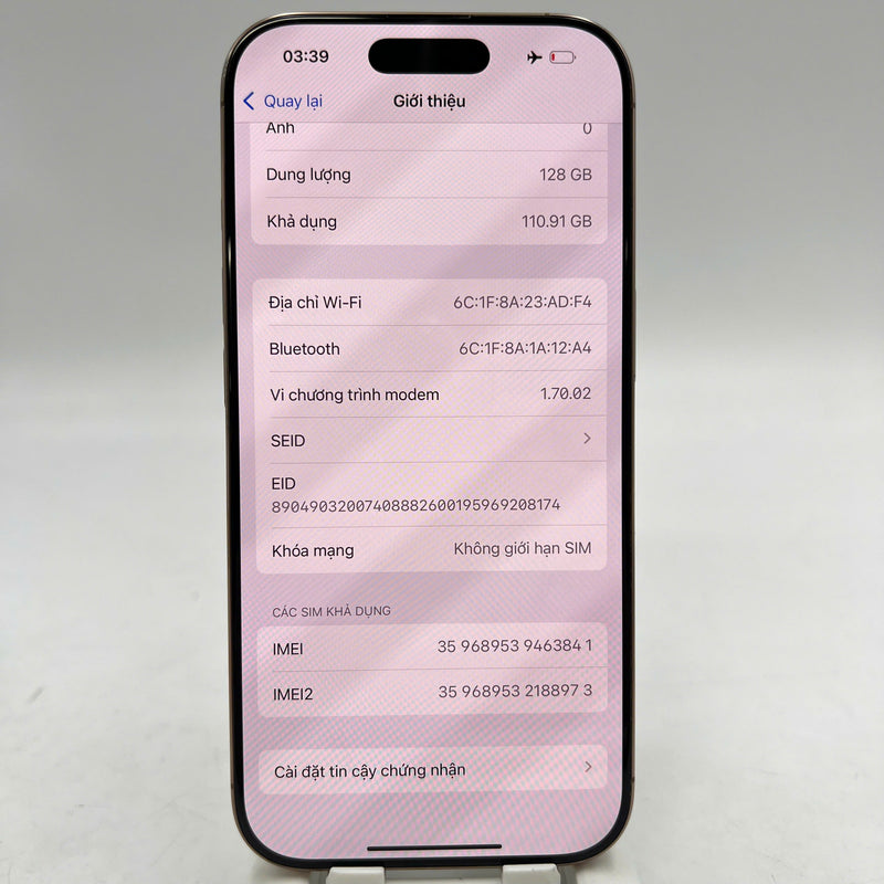 iPhone 16 Pro 128GB Desert Gold 98% battery 92% International Apple (scratched edges) - HH3841 