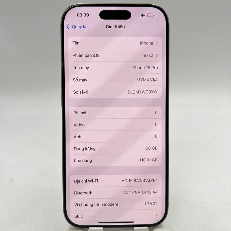 iPhone 16 Pro 128GB Desert Gold 98% battery 92% International Apple (scratched edges) - HH3841 
