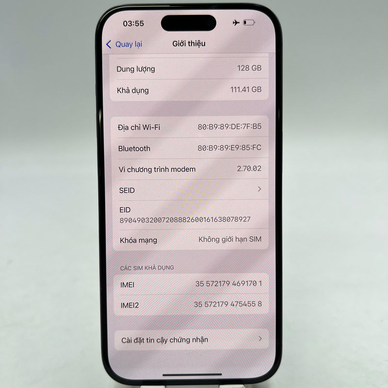 iPhone 15 Pro 128GB Blue 98% battery 87% Apple International (1x spot) - HH1701 