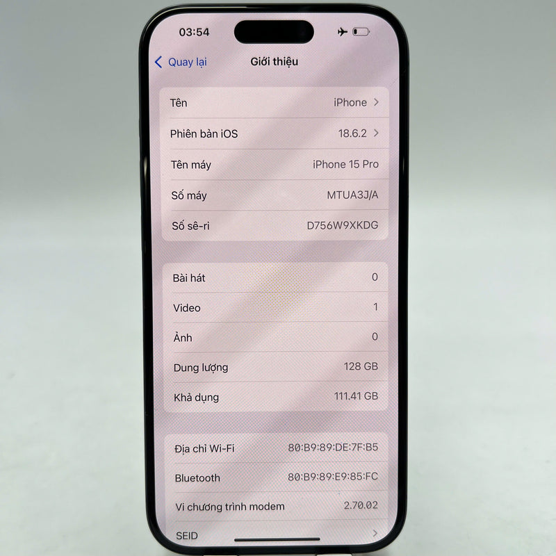 iPhone 15 Pro 128GB Blue 98% battery 87% Apple International (1x spot) - HH1701 