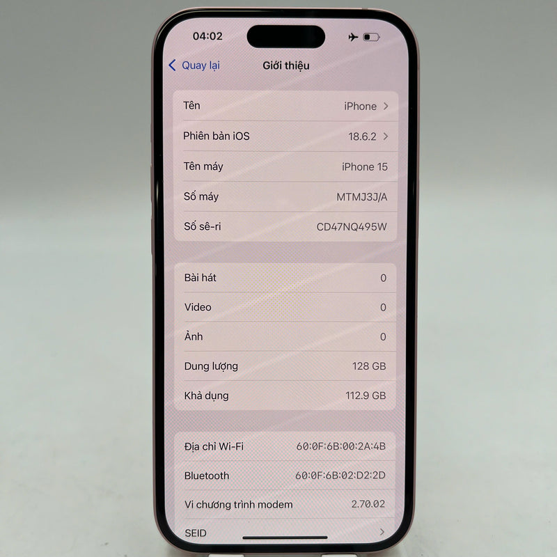 iPhone 15 128GB Pink 98% battery 95% International from DCM (No DCM sim - light screen scratches) - HH6913 