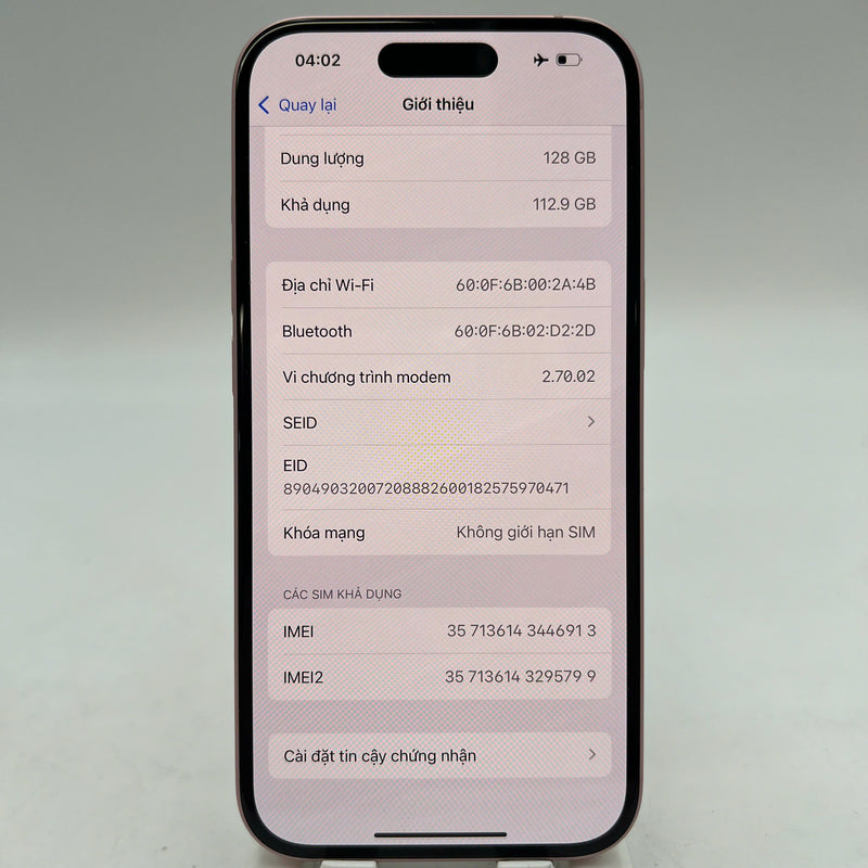 iPhone 15 128GB Pink 98% battery 95% International from DCM (No DCM sim - light screen scratches) - HH6913 