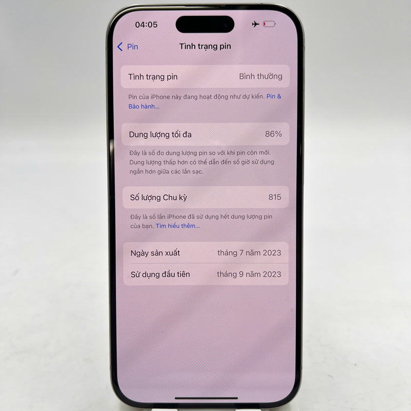 iPhone 15 Pro 128GB Natural 98% battery 86% International Apple - HH4874 