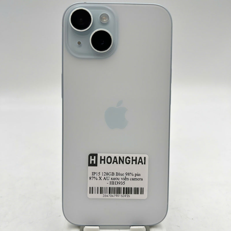 iPhone 15 128GB Blue 98% battery 87% International from AU (No AU sim - Scratched camera edge) - HH3935 