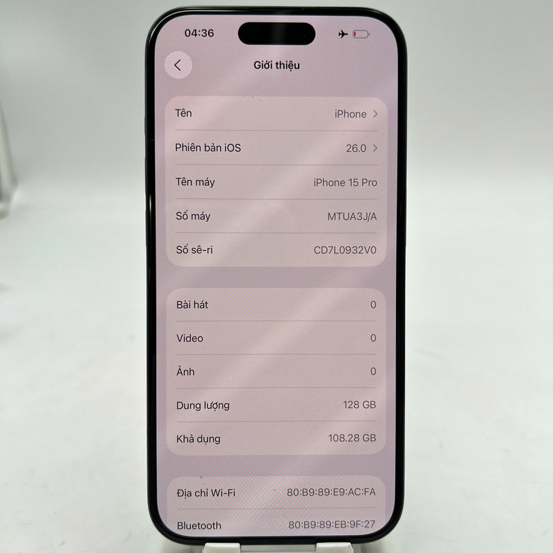 iPhone 15 Pro 128GB Blue 98% battery 87% International from SB (No SB sim - scratches on edges, slightly dark back) - HH5103 