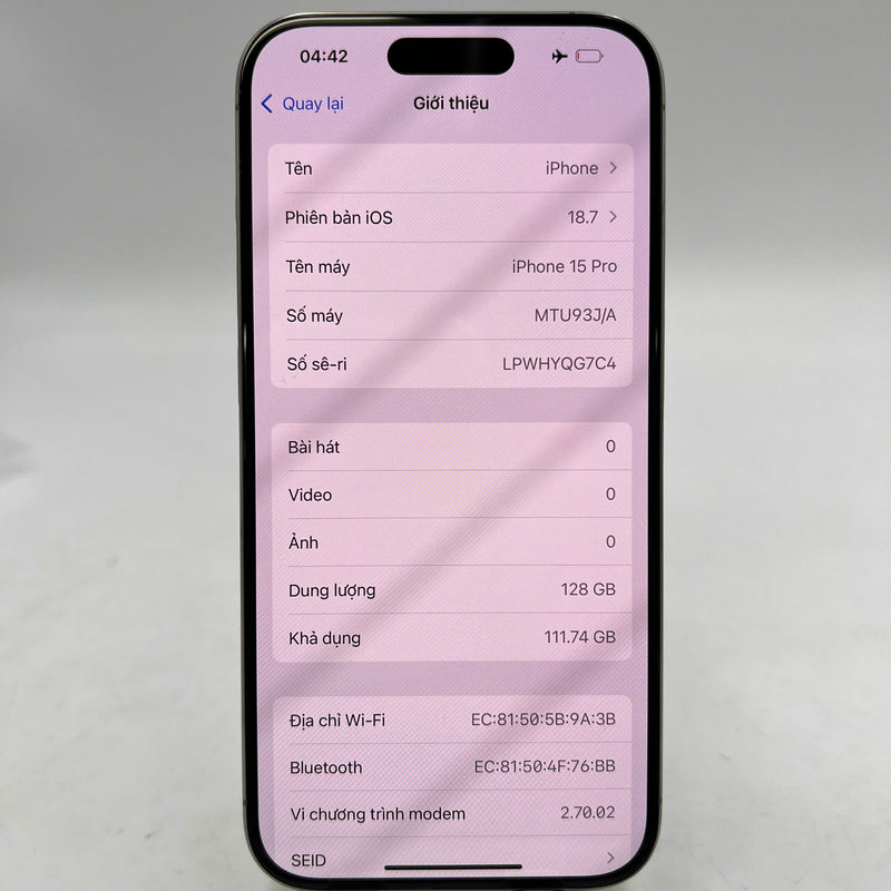 iPhone 15 Pro 128GB Natural 98% battery 90% International Apple - HH6229 