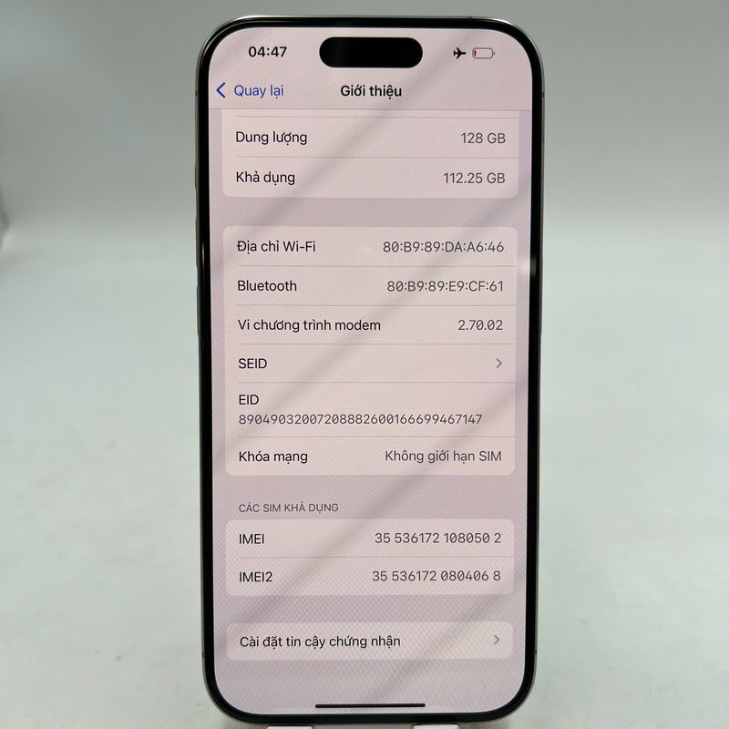 iPhone 15 Pro 128GB Natural 98% battery 86% The device has paid off all network bills and is used as an international Apple - HH0502 